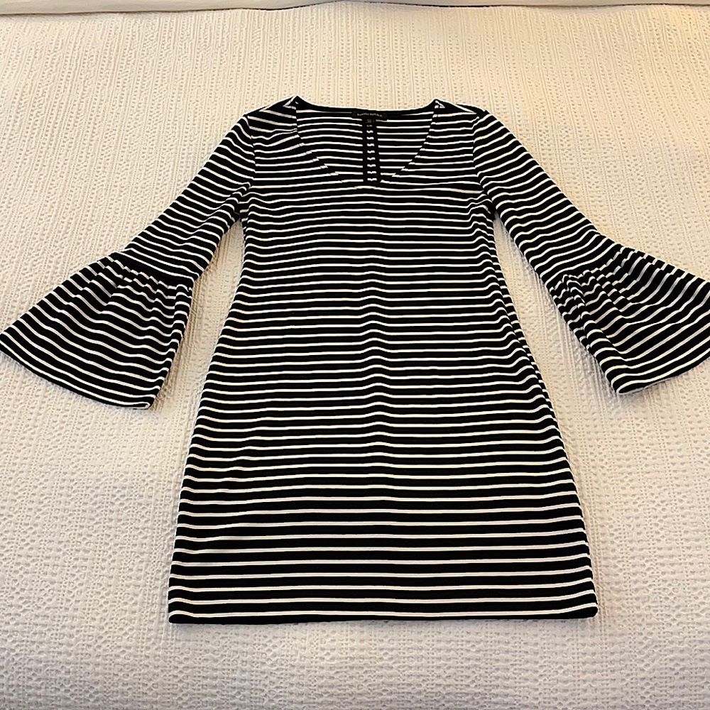 Banana Republic Bell Sleeve Black & White Striped Dress - Size XS